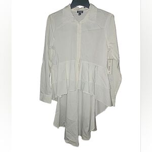 NWT a.n.a Classic White Collared High Low Shirt M